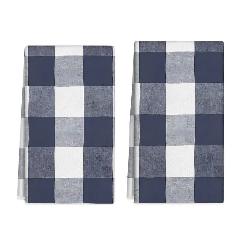 Navy Buffalo Plaid Towel set
